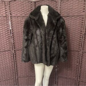Elegant Black Faux Fur Coat